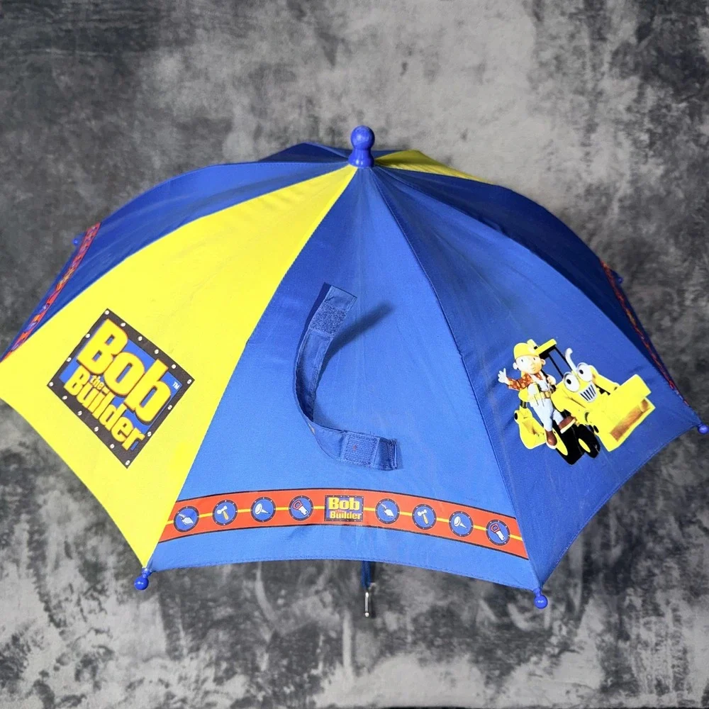Bob the Builder Kids Umbrella Blue Yellow Scoop Character Handle Cartoon